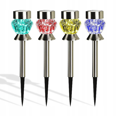 Lampa ogrodowa LED solarna wbijana KRYSZTAŁ RGB