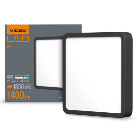 Plafon LED Lampa Sufitowa Natynkowa 15W 1850lm 4000K Neutralna Czarna Videx