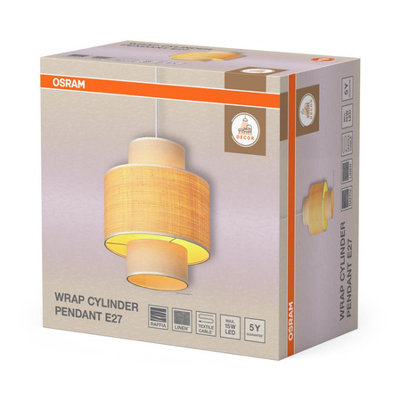 Lampa Sufitowa Wisząca Dekoracyjna Zwis E27 Beżowa Raffia Decor Wrap Osram