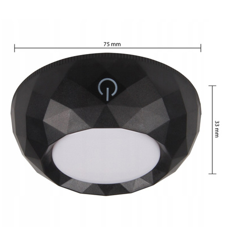 2x Lampka Podszafkowa LED Samoprzylepna Okrągła na Baterie 4000K 3xAAA Czarna