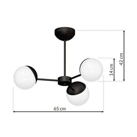 Lampa Sufitowa Żyrandol SFERA Czarna 3xE14 Milagro