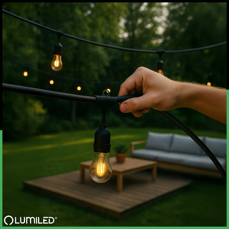 Girlanda Ogrodowa Zewnętrzna MALUS Łańcuch Świetlny 20m 20x E27 LUMILED