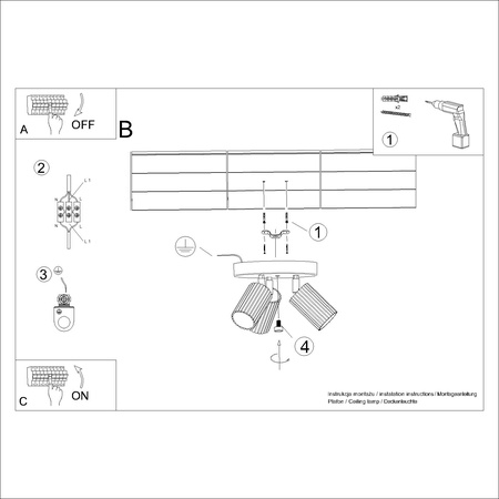 Lampa Sufitowa Plafon 3x GU10 Aluminiowa Taupe Karbon Deep Space SL.1768 Sollux