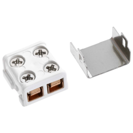 Kostka zaciskowa prosta metalowa osłonka do przewodów 2PIN