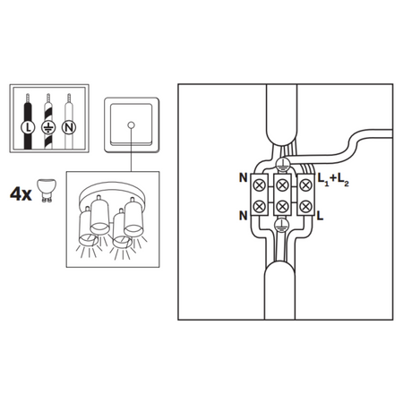 Lampa Sufitowa Oprawa Natynkowa 4x GU10 Biała IP44 TURYN Sanico Goldlux