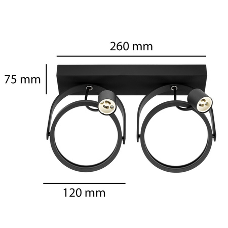 Lampa sufitowa Kinkiet LEON 2x ES111 Ruchomy czarny