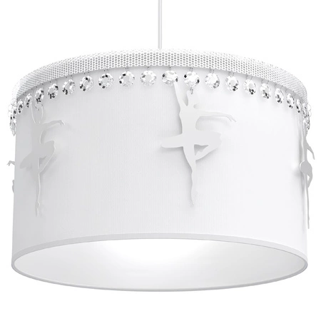 Lampa wisząca BALETNICA 1xE27 Dziewczęca Baletnica Biała MLP4969 Milagro Metal + Tkanina + Kryształki