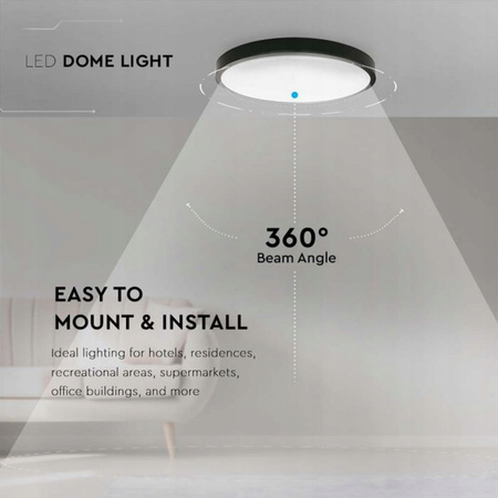 Plafon Panel LED Łazienkowy Lampa 18W 1800lm 4000K IP44 23cm Okrągły Czarny