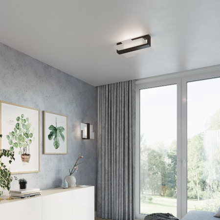 Lampa Ścienna Natynkowa Nowoczesna E27 Prostokątna Brązowa Skandynawska Feniks Sollux