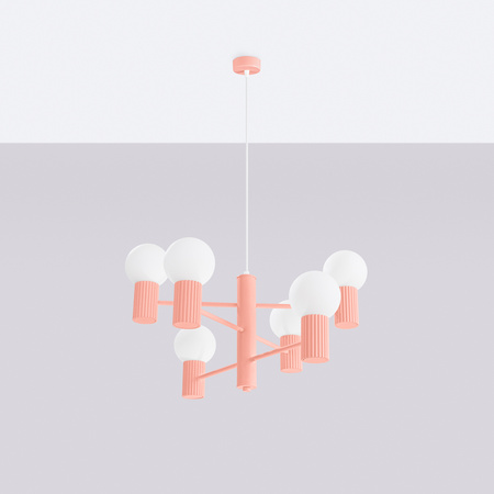 Lampa Wisząca Żyrandol 6x G9 Aluminiowa Brzoskwiniowa Halo French Sky SL.1838 Sollux