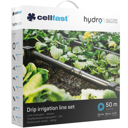 Linia Kroplująca Pocąca Nawadnianie Kropelkowe do Rzędów Roślin Plantacji Zestaw Hydro 50m CELLFAST