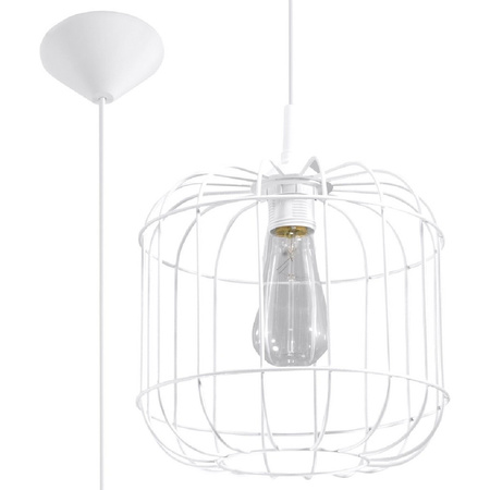Lampa Sufitowa Wisząca Zwis E27 Owalna Biała Industrialna Celta Sollux