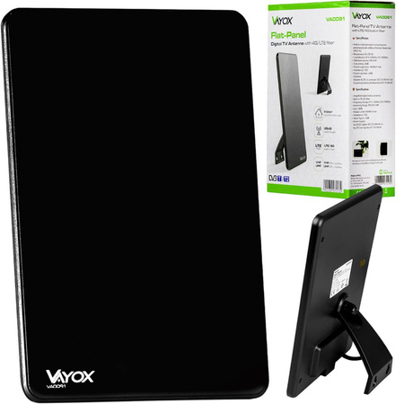 Antena Pokojowa ze Wzmacniaczem do Telewizji Naziemnej DVB-T/T2 Aktywna 4K Mocna VAYOX