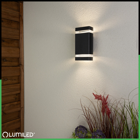 Lampa Ogrodowa Kinkiet Elewacyjny góra dół GU10 Czarny Aluminium HEDERA LUMILED