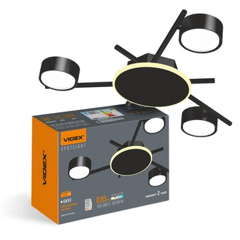 Lampa Sufitowa Żyrandol Oprawa 3x GX53 9W 830lm 2700K Ciepła Czarna Natynkowa Videx