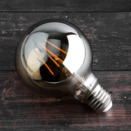 Żarówka LED E27 G80 6W = 50W 650lm 2200K Ciepła 360° Filament dymiona