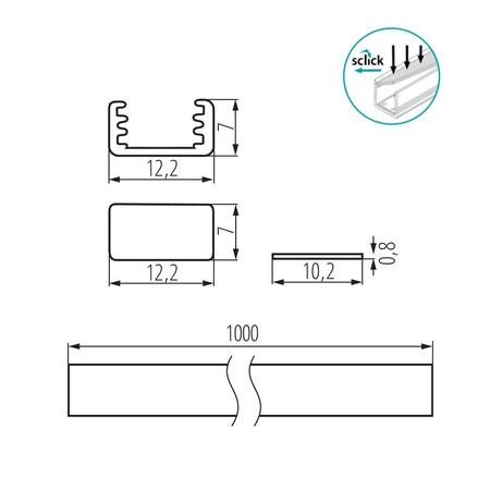Profil Aluminiowy Natynkowy do Taśmy LED Anodowany 1m PROFILO Kanlux