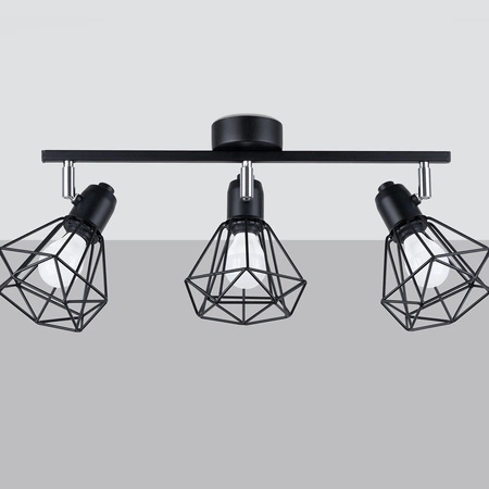 Lampa Sufitowa Listwa Oświetleniowa 3x E14 Żyrandol Geometryczna Geometryczna Czarna Nowoczesna Artemis Sollux