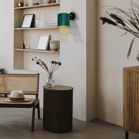 Lampa Ścienna Kinkiet ALMERIA Zielona Złota 1xE27 Milagro