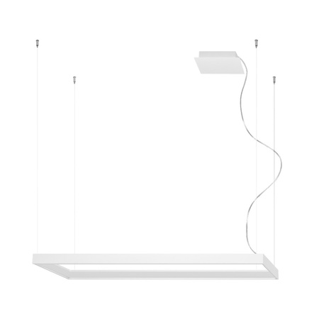 Lampa Sufitowa LED Wisząca TUULA M 50W 3000K Żyrandol Prostokątna 110x30 Biała SOLLUX