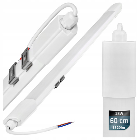Oprawa hermetyczna LED 18W 60cm Zimna 6200K IP65