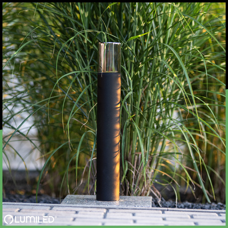 Lampa Ogrodowa Stojąca Zewnętrzna Słupek NA ŻARÓWKE E27 Czarna SZKŁO IP54 80 cm SALVIA LUMILED