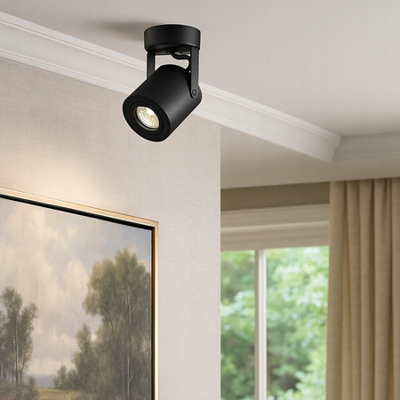 Kinkiet Ścienny Lampa Natynkowa Ruchomy GU10 Czarny Matowy Abi Masterled