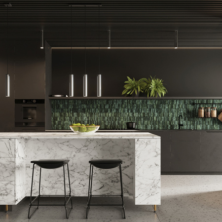 Lampa Sufitowa Wisząca Zwis GU10 Tuba Żyrandol Tubularna Chrom Nowoczesna Lagos Sollux