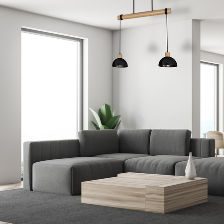 Lampa Wisząca Sufitowa ERIK Czarna Drewniana 2xE27 Milagro