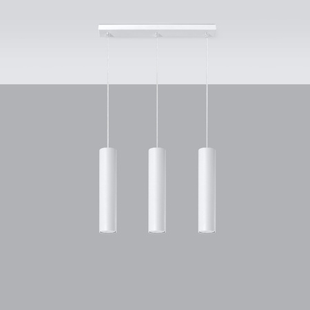 Lampa Sufitowa Wisząca Zwis 3x GU10 Tubularna Biała Nowoczesna Lagos Sollux