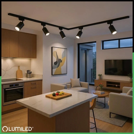 Łącznik Kątowy Narożny Czarny do Listew Szynowych Jednofazowych Szynoprzewodów LUMILED