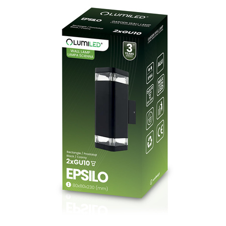 Lampa Ogrodowa Zewnętrzna Kinkiet Elewacyjny 2x GU10 LED IP54 Góra Dół EPSILO LUMILED
