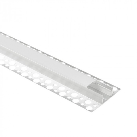 Profil Aluminiowy LED do Płyt GK Gipsowych REGIPS Szeroki Podpłytkowy do Glazury Anodowany 2m z Kloszem Mroźnym do Taśm LED + Zaślepki seria GNS Ecolight