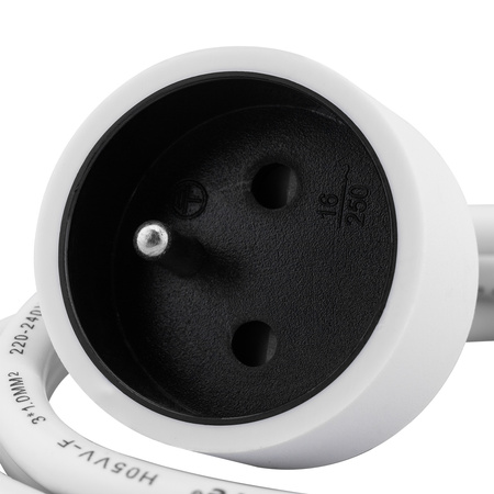 Przedłużacz sieciowy wtyk – gniazdo z uziemieniem 3m 3x1,5mm 16A Biały ECOLIGHT