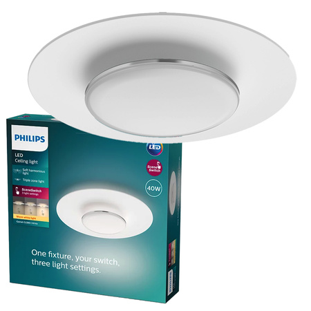 Lampa Sufitowa Plafon LED 40W 4200lm 2700K Biała Garnet Philips