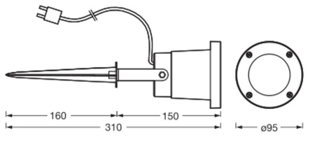 Lampa Ogrodowa Zewnętrzna LED Reflektor Wbijany 2W 100lm 3000K IP44 Czarny Endura Ledvance