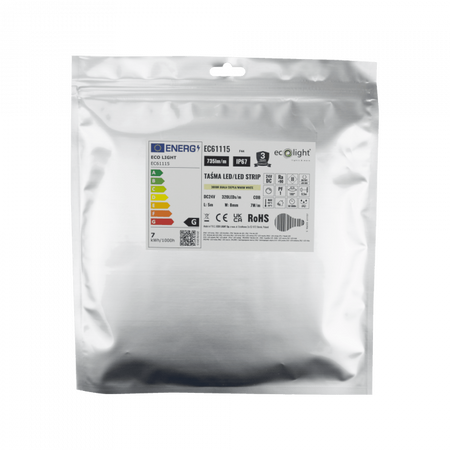 Taśma LED Pasek COB 7W/m 735lm/m 320LED/m 24V 3000K Ciepła IP67 Rolka 5m Ecolight