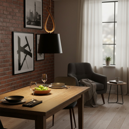 LAMPA Wisząca SUFITOWA ROPE CASE E27 Czarno-beżowa GOLDLUX (Polux)