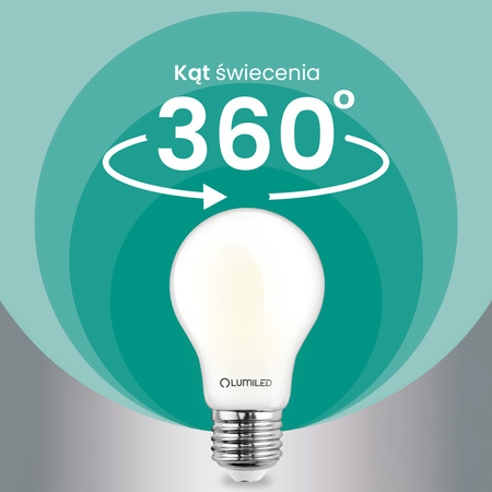 6x Żarówka LED E27 A60 3,8W 840lm = 60W 4000K Neutralna 360° Filament KLASA A LUMILED