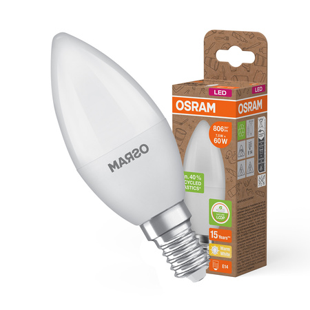 Żarówka LED B39 Świeczka E14 7.5W = 60W 806lm 2700K Ciepła 220° PCR LAMPS Osram