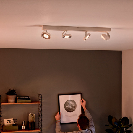 Lampa Sufitowa Reflektor LED 18W 2000lm 2200-2700K Ściemnialna WarmGlow Biała Clockwork Philips