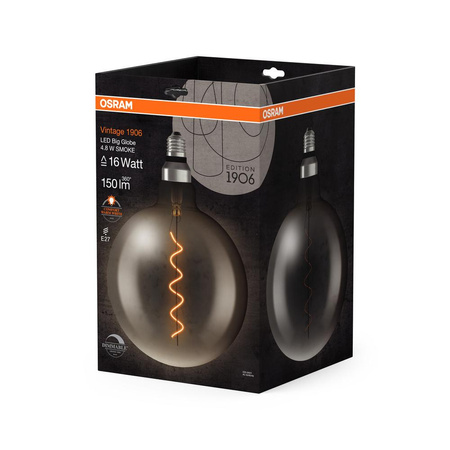 Żarówka LED Dekoracyjna G200 Kula E27 4.8W = 16W 150lm 1800K Ciepła 320° Dymiona Filament Ściemnialna Vintage 1906 Osram