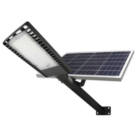 Lampa Uliczna SOLARNA oprawa LED Szara 120W 6000K Zimna 9500lm IP65 CZUJNIK ZMIERZCHU z PILOTEM + UCHWYT