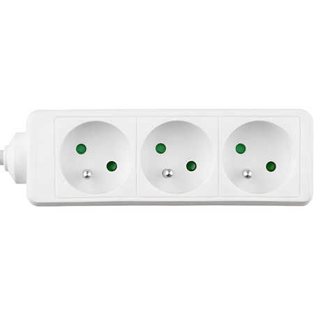 Przedłużacz Sieciowy Wtyk - 3x Gniazdo z Uziemieniem Listwa Zasilająca 1,5m 3x1mm 13A Biały