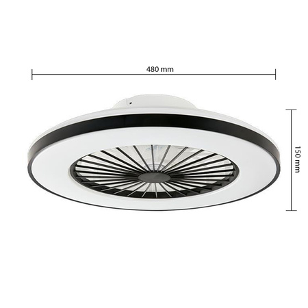 Plafon LED Lampa Sufitowa z Wentylatorem 55W 3000K-5000K z Pilotem