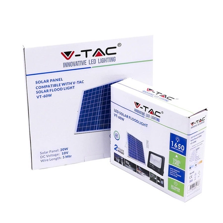 Naświetlacz LED 20W 4000K IP65 + Panel Solarny Z pilotem VT-60W V-TAC