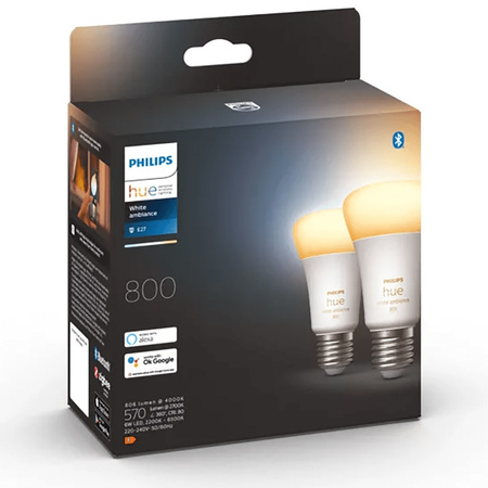 2PAK Żarówka LED E27 A60 6W CCT PHILIPS HUE White & Ambiance Bluetooth Zigbee