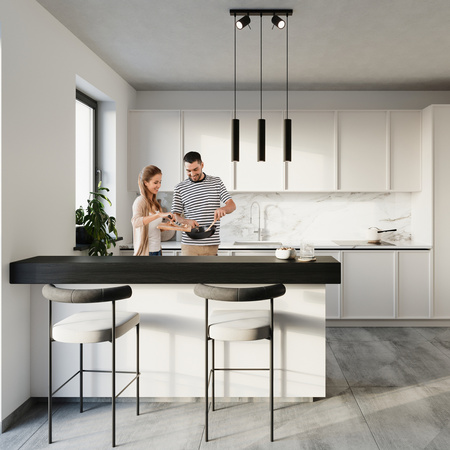 Lampa Sufitowa Wisząca Zwis 5x GU10 Tuba Ruchoma Tubularna Czarna Nowoczesna Ring Sollux