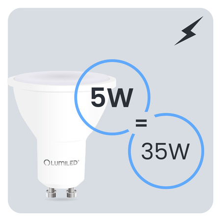 10x Żarówka LED GU10 Reflektor PAR16 5W = 35W 480lm 3000K Ciepła 120° LUMILED