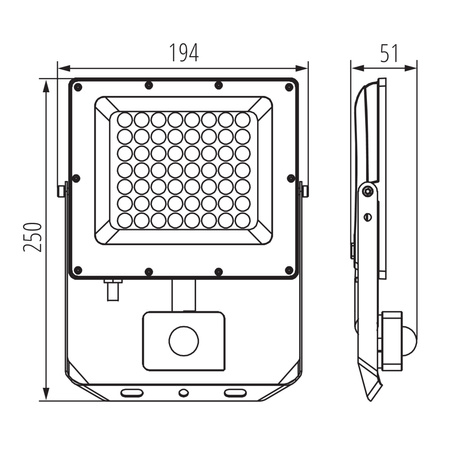 Naświetlacz Halogen LED Lampa 50W 5400lm CCT 90° IP44 Czujnik PIR Szary ACETE Kanlux